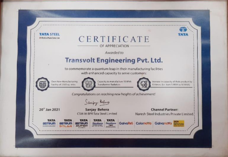 Transvolt award or certification